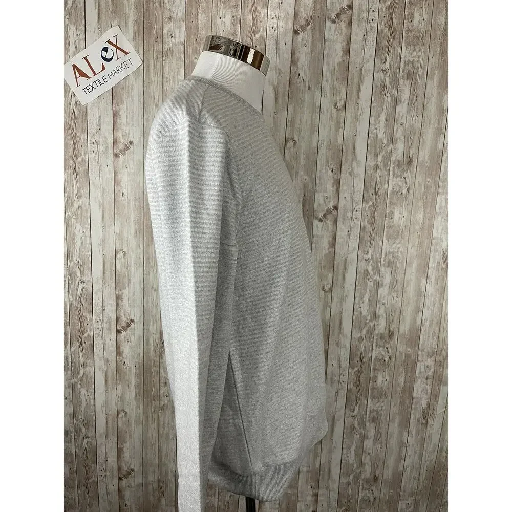 De Facto Sweater Mens Small Striped Sweatshirt Gray Pullover Long Sleeve N138